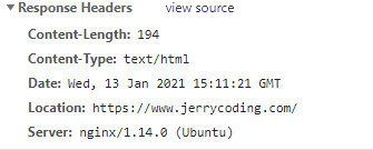 jerrycoding 301 重定向的地址