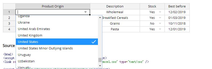 轻量级的原生JavaScript的Excel插件——JExcel