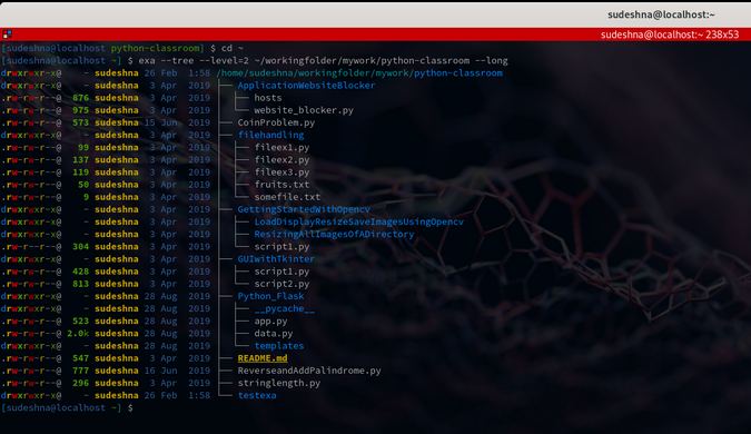 Metadata in exa's tree structure