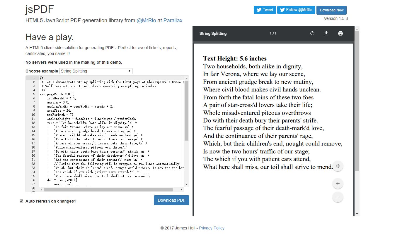 HTML5 的JavaScript 客户端PDF解决方案——jsPDF