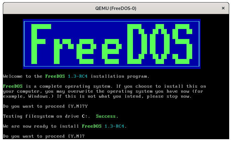 Installing the FreeDOS Floppy-Only Edition