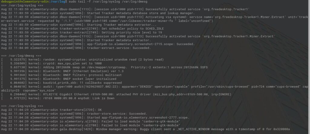 Monitoring multiple log files via tail