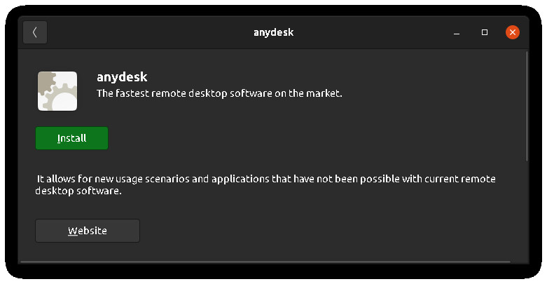 Installing AnyDesk in Ubuntu software center