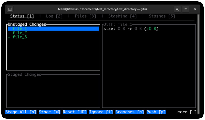 Starting gitui on terminal