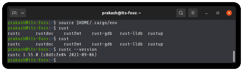 Verifying Rust installation