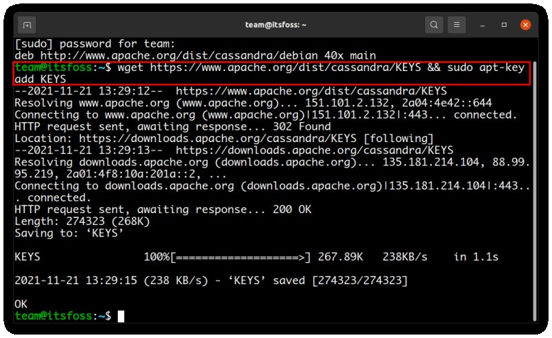 Add Apache Cassandra repository key