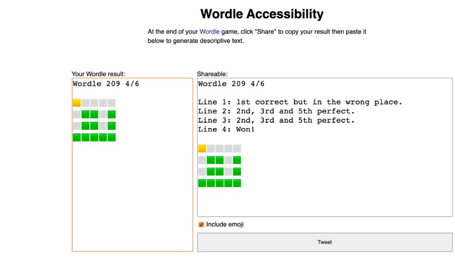 Words and emoji included in the output