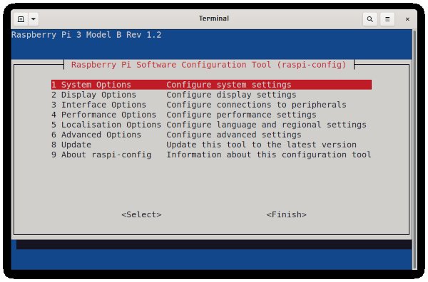 Raspberry Pi config main window