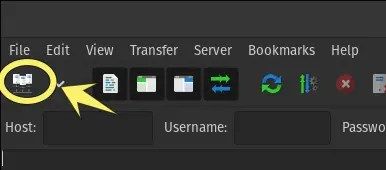 the Site Manager button on the toolbar