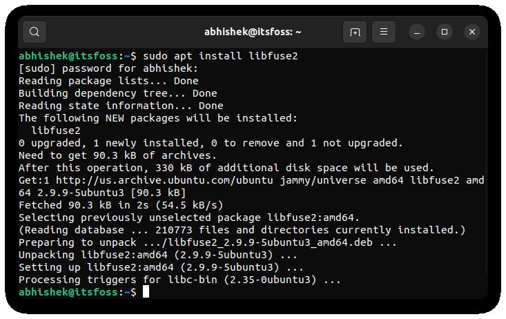 Install libfuse2 in Ubuntu