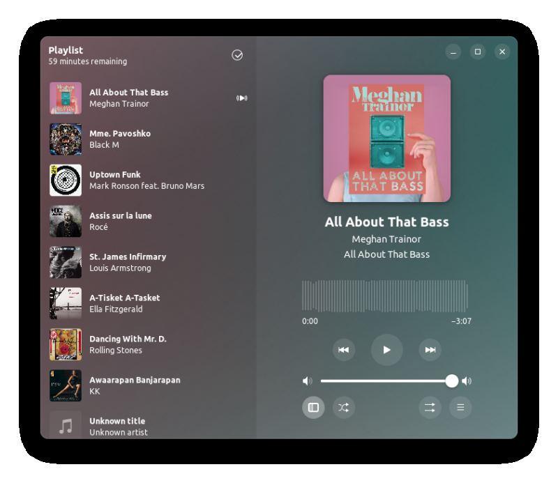 amberol music player interface