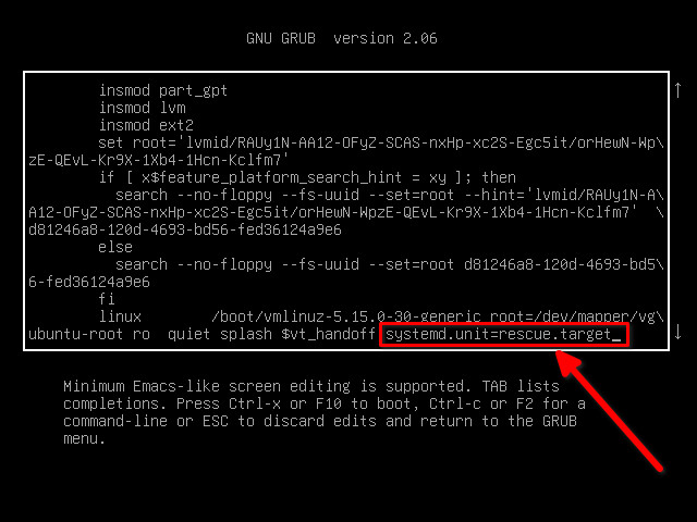 Edit Grub Boot Menu Entries To Enter Into Rescue Mode In Ubuntu 22.04 / 20.04 LTS