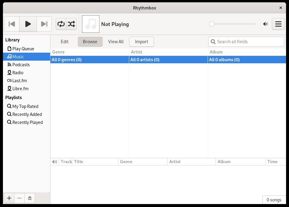 Use the Import button to add music to Rhythmbox