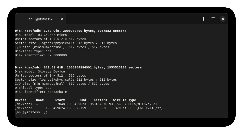 Use fidsk to list usb devices