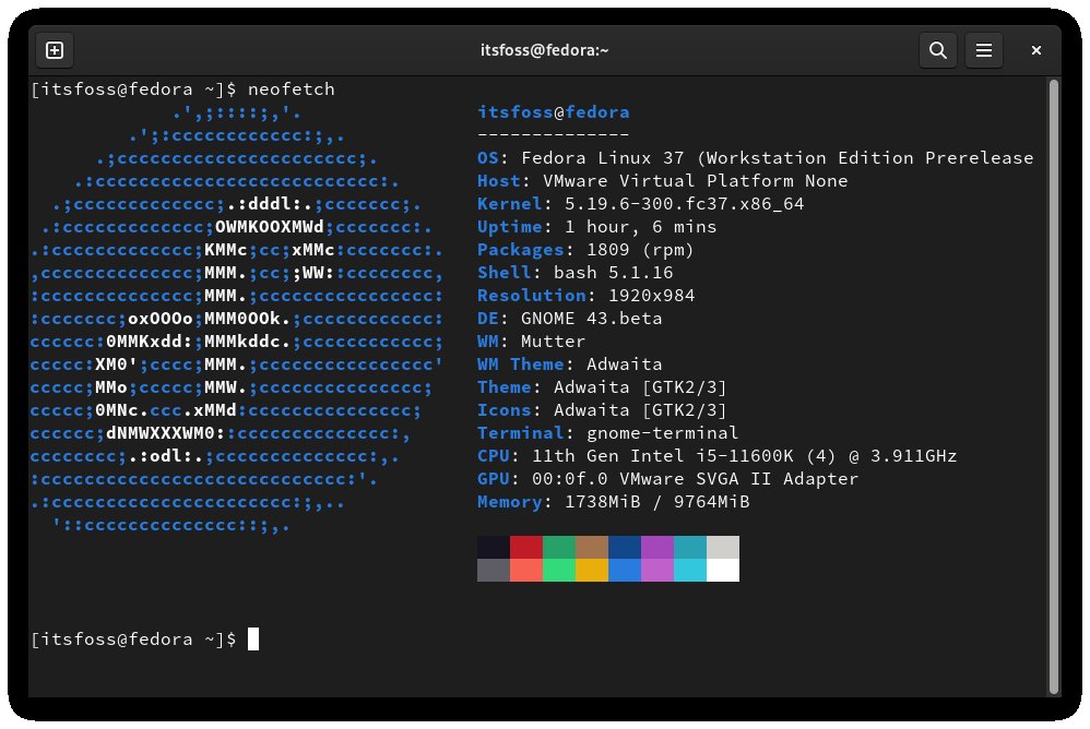 Fedora 37 neofetch