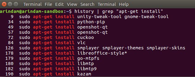 List of apt installed app – History