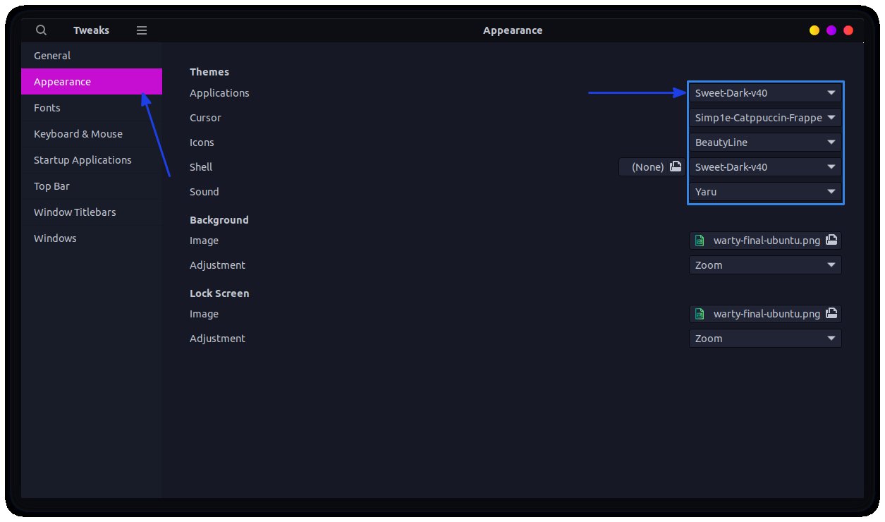 set themes with gnome tweaks