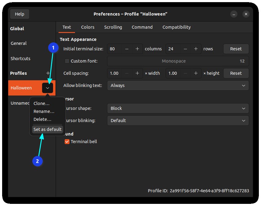 set new profile as default in gnome terminal