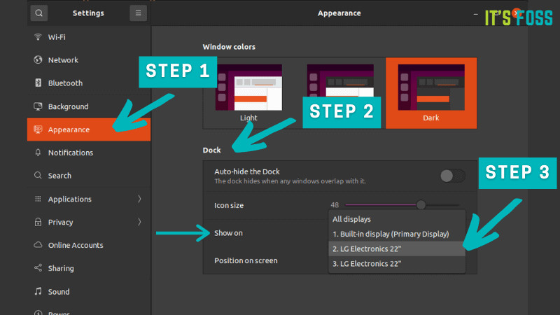 Ubuntu Dock Settings Multimonitor