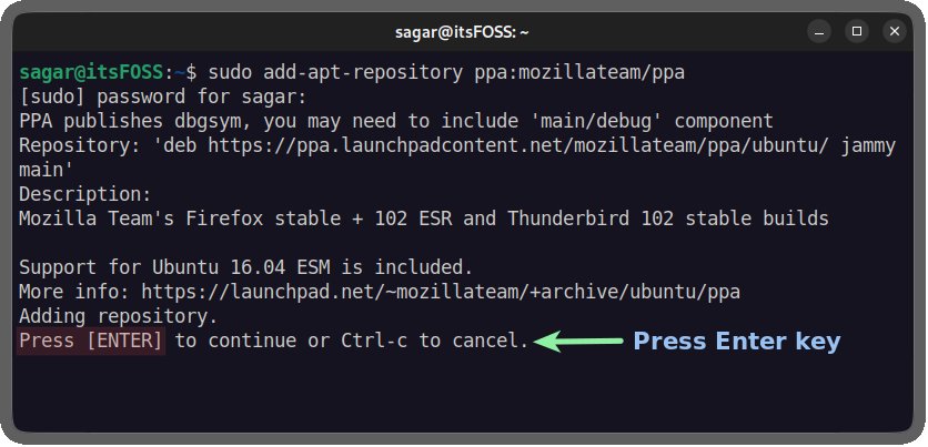 add firefox esr repository in ubuntu