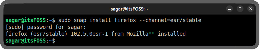 install firefox esr using snaps in ubuntu