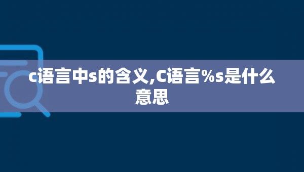 c语言中s的含义,C语言%s是什么意思